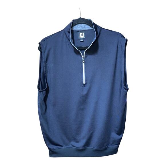 FootJoy 1/4 Zip Pullover Vest Jacket Mens Small Black Sleeveless Golf Stretch - Picture 1 of 5